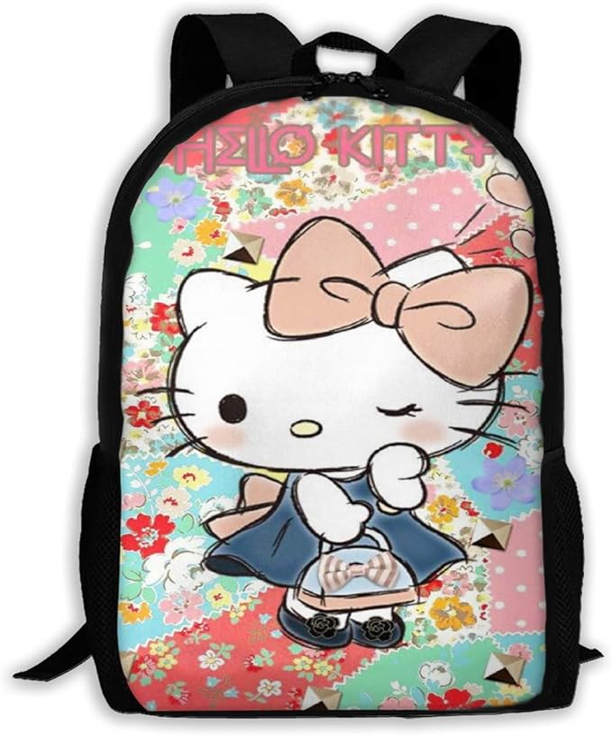 Cute Hello Kitty Backpack Print Zipper School Bag Travel