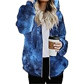 Nirovien Womens Sherpa Jacket Fuzzy Zip Up Hoodie Oversized Fleece Jackets Fluffy Coat with Pockets