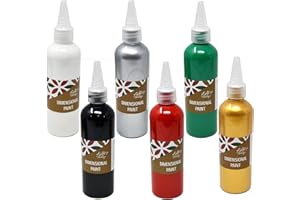 Gift Boutique - Christmas Puff Paint Craft Set of 6 Colors Dimensional Fabric Paints 3.5 Fl. Oz Bottle Detailed Tip for Arts & Crafts Party Supplies Decor Red Green Black White Metallic Silver & Gold