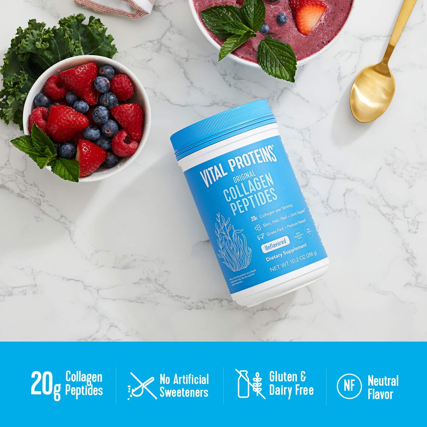 Vital Proteins Collagen Peptides Powder Supplement (Type I, III) for Skin Hair Nail Joint - Hydrolyzed Collagen - Non-GMO - Dairy and Gluten Free - 20g per Serving - Unflavored 10 oz Canister: Health & Personal Care