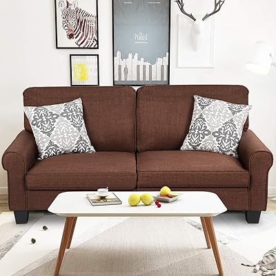 Giantex Sofa Couch Loveseat, Fabric Upholstered, Removable Cushions