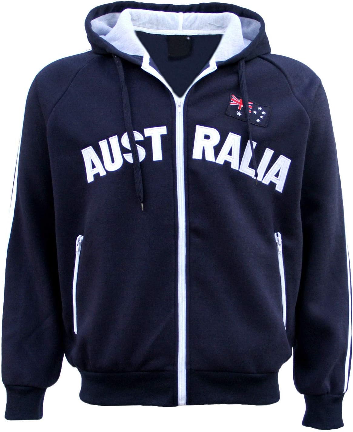 New Adults Australia Day Zip Up Hoodie Jacket w Flag Souvenir Jumper