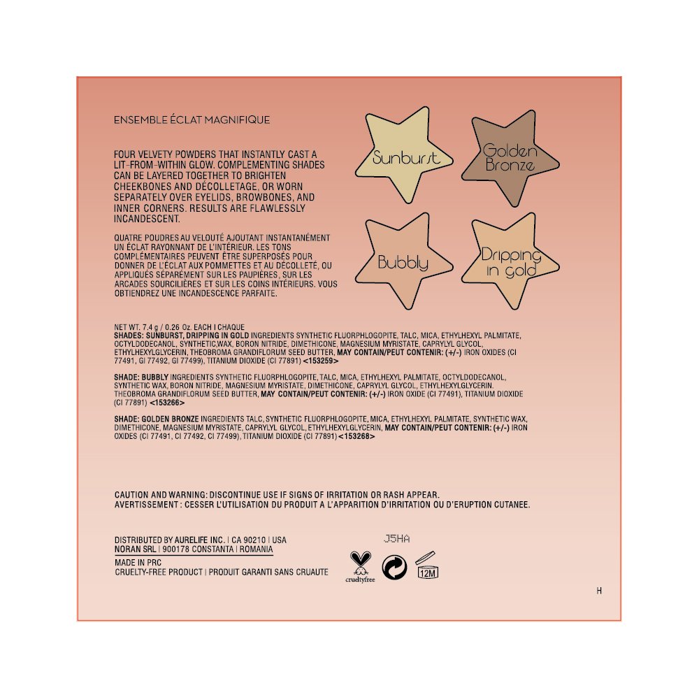 Aurelife Makeup Glow Kit Llluminator Highlighter & Bronzer Collection Luminous Shimmer Matte Face Palette