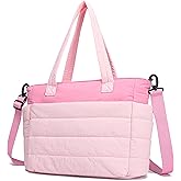 AOCINA Puffer Tote Bag for Women Work Nurse Bags Laptop Purse Lightweight Quilted Crossbody Shoulder Handbags Travel School