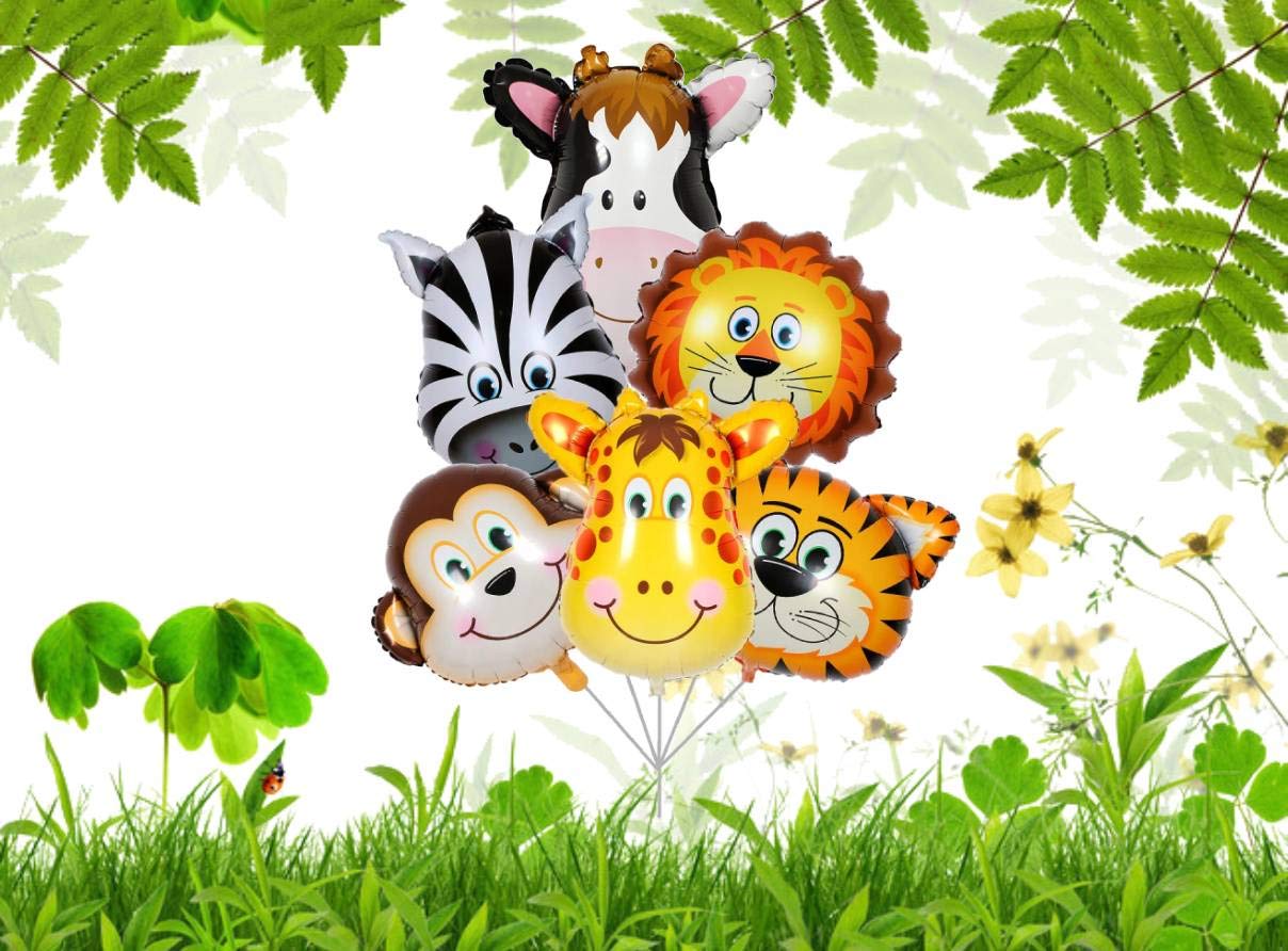 Foil Balloon Jungle animals head jungle theme kids birthday party decorations