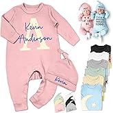 Custom Baby Bodysuit Personalized Newborn Long Sleeve Rompers with Name Image Customized Coming Home Outfit for Boy Girl