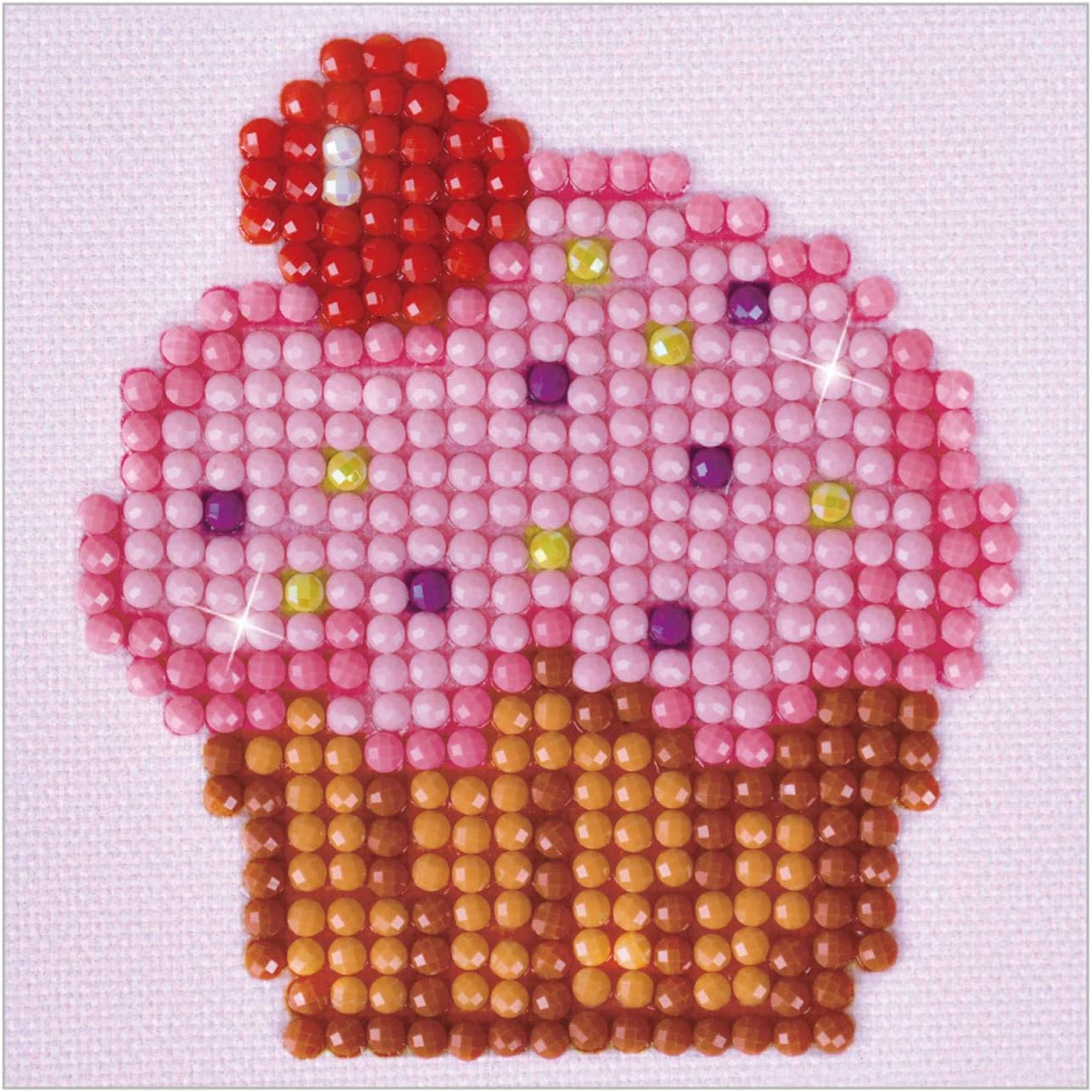 Needleart World Diamond Dotz Diamond Embroidery Facet Art Kit 4.75"X4.75"-Cup Cake Yum, pink (DDS.012)