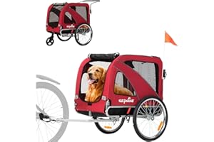 Sepnine Dog Cart of 2 in 1 Large Pet Dog Bike Trailer Bicycle Trailer, Foldable Frame with Hand Lock Brakes and Universal Bicycle Coupler (Red)