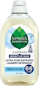 Seventh Generation EasyDose Laundry Detergent, Ultra Concentrated: 66 Loads, Free & Clear Designed for Sensitive Skin, 23.1 F