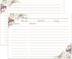 LuBudingJoy Premium Recipe Cards, Set of 40 Double Sided Recipe Cards, 5.83x8.27 inches, Big Size Thick Card Stock(5.83x8.27, Flower)