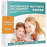 60"x80" Queen Mattress Protector(6-10 in. Deep) Waterproof Mattress Cover Zippered Soft Breathable Skin-Safe Encasement for Queen Bed Sheets