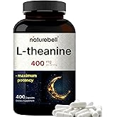 Double Strength L Theanine 400mg, 400 Capsules | Max Potency L-Theanine Supplement for Relaxation, Sleep & Calm Support | Bioavailable Free Form | Natural Amino Acid for Women & Men | Non-GMO
