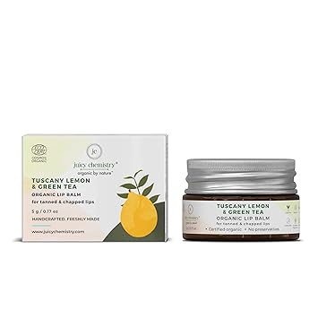 Juicy Chemistry Tuscany Lemon & Green Tea Organic Lip Balm For Tanned & Chapped Lips, 5 Gm