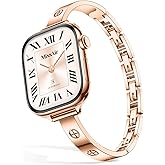 Missair Slim Bands Compatible with Apple Watch 38mm 40mm 41mm 42mm 44mm 45mm 46mm 49mm for Women, Thin Bracelet Dressy Designer Stainless Steel Metal Strap for iWatch Series 11 10 9 8 7 6 5 4 SE Ultra