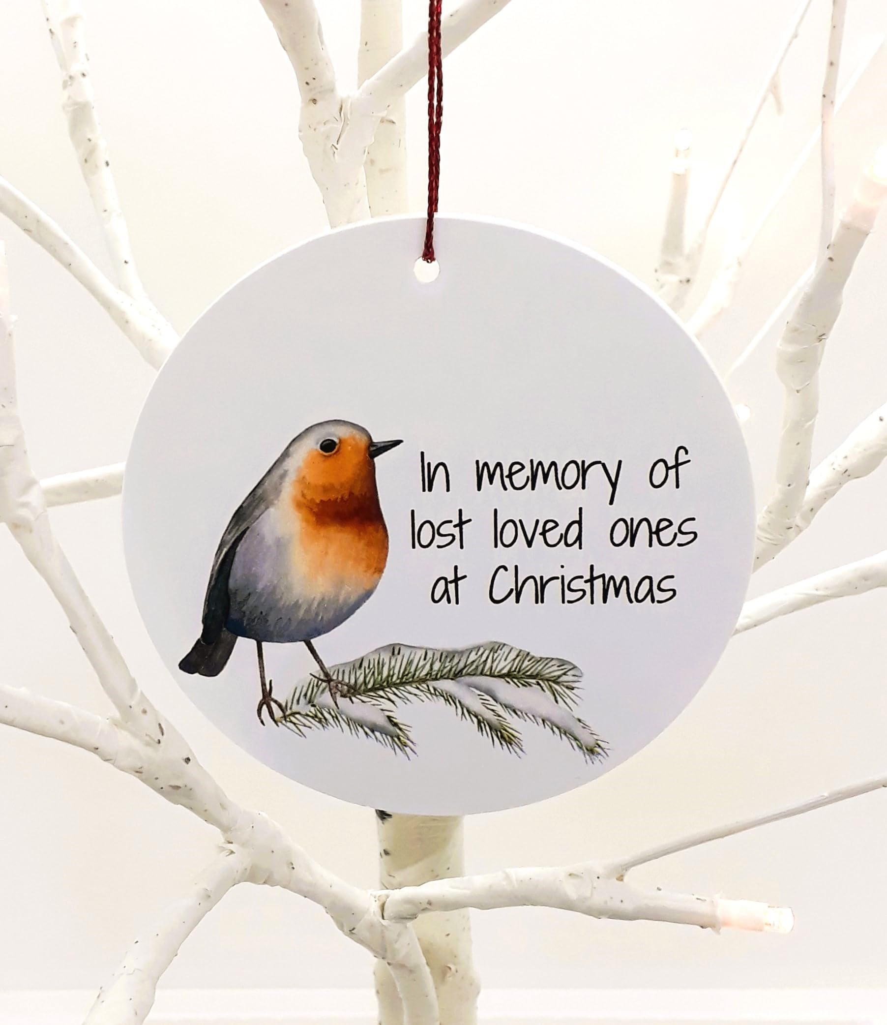 Chic Cottage Crafts In Memory Of Lost Loved Ones Robin Christmas Tree Hanging Bauble Decoration,Acrylic - Memorial