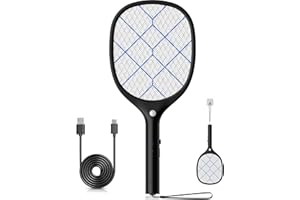 YISSVIC Electric Fly Swatter Bug Zapper Racket Rechargeable Mosquito Killer with LED Light for Indoor Home Office Backyard Patio Camping