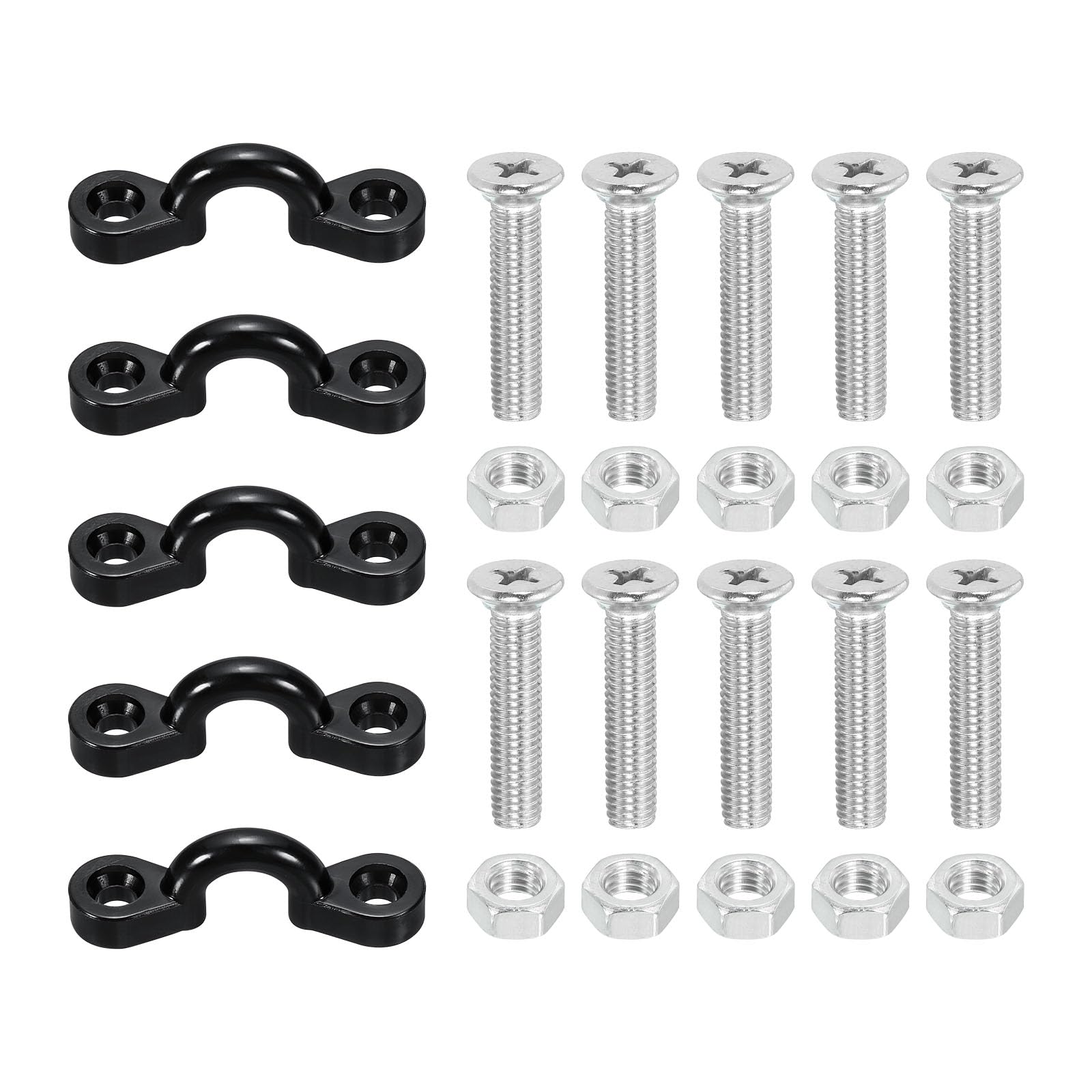 PATIKIL Kayak Pad Eye Kit, 5 Pack Nylon Deck Loops Bimini Boat Top Eye Straps with 10 Flat Head Screws Nuts for Kayaks Canoes Boats Tie Down