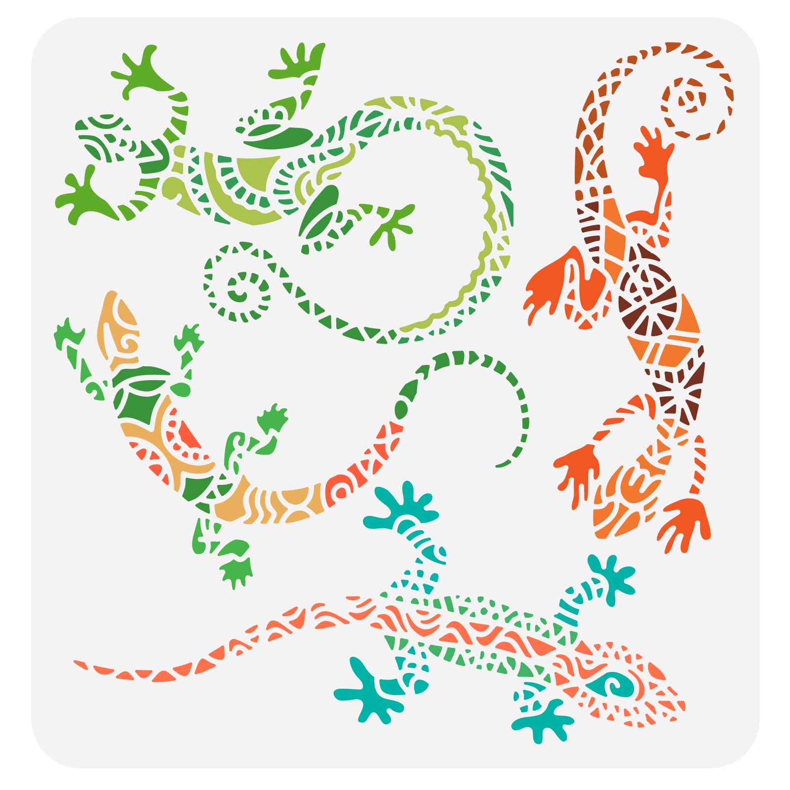 FINGERINSPIRE Geckos Stencil 30x30cm Lizards Stencils Template Plastic Aztec Lizard Pattern Painting Stencil Large Reusable Lizard Stencils for DIY Painting Wall Furniture Crafts Decor