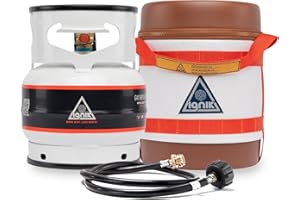 Ignik Refillable Gas Growler Deluxe 3.8-Pound Propane Tank with Carry Case and Adapter Hose, Natural Case/White Tank