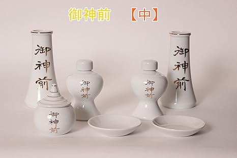 Amazon Moa Feteli モアフェティ 神棚 神具セット 土器セット 高級神具７点セット 御神前 金文字 サイズ 中 神具セット オンライン通販