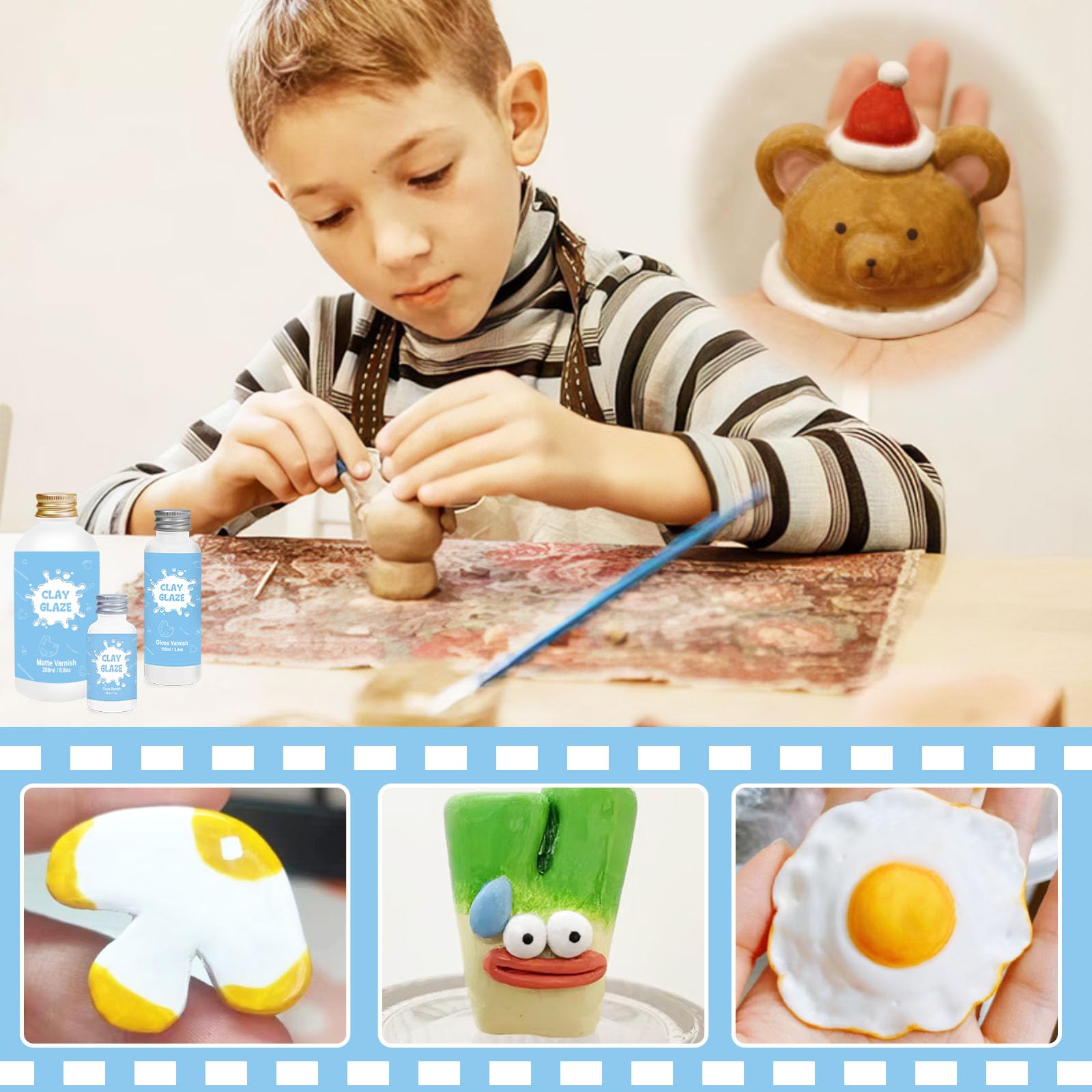 100ml Air Dry Clay Glaze, Air Dry Clay Varnish Can Not Only Used to Prevent Clay Cracking, Scratches, and Wear, Polymer Clay Glaze Can Also Having a Matte Glaze Effect (Matte)