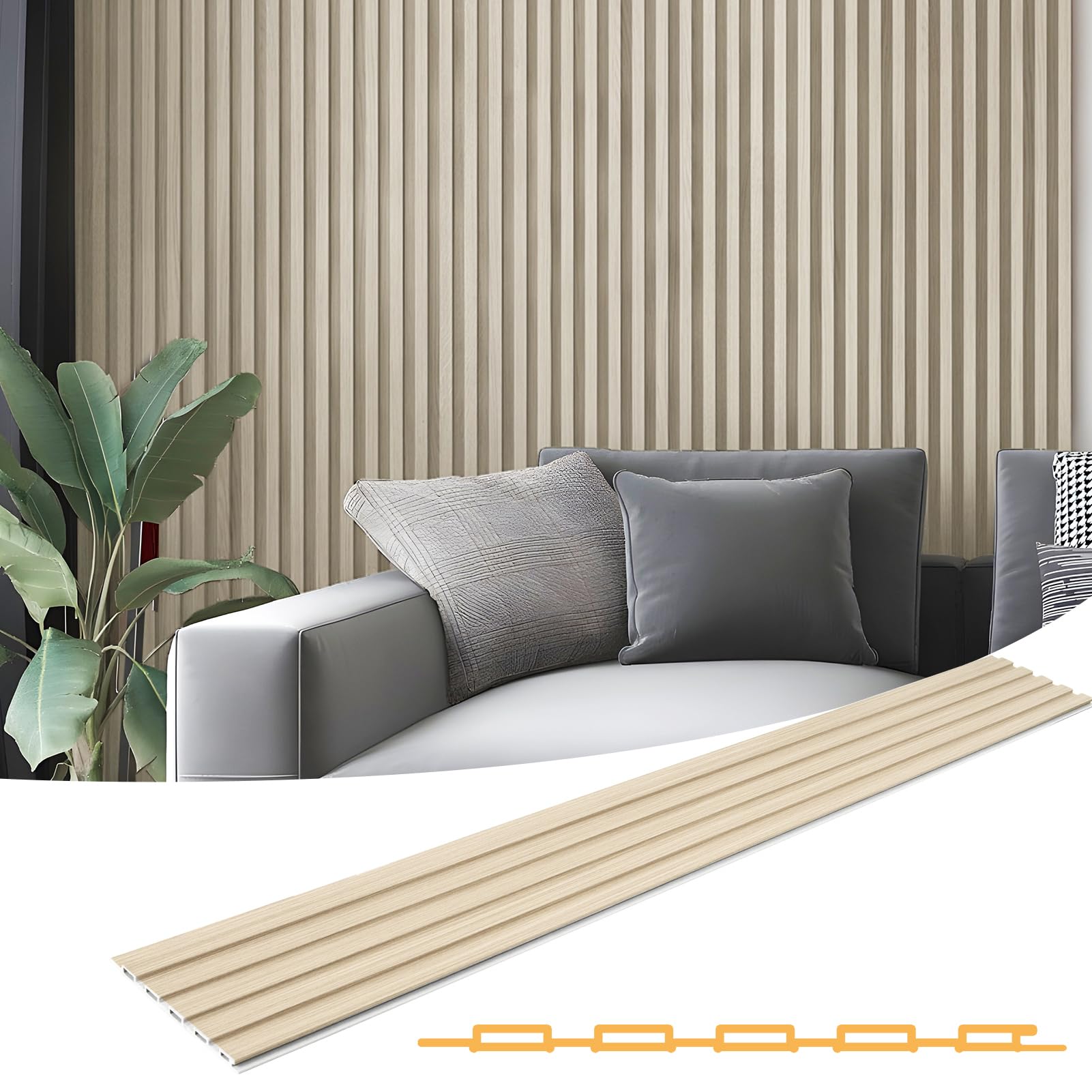 Photo 1 of ** NEW***Art3d WPC Slat Wall Panels, 8-Pack 108 x 6 Inch 3D Wall Accents for Interior Wall Decor, Living Room, Bedroom, Oak