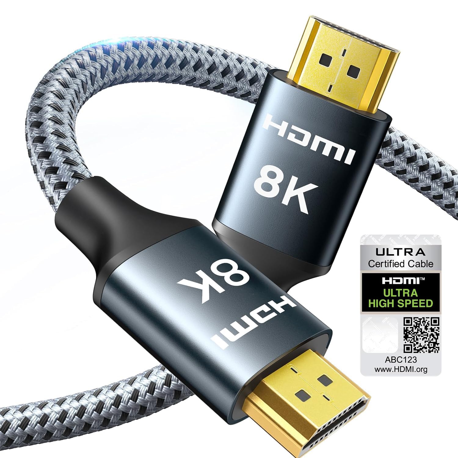 ARISKEEN 8K HDMI 2.1 Cable 2M,Certified High-Speed 48Gbps HDMI 2.1 Cable, Supports 8K@60HZ, 4K@120Hz, Compatible with PS5/4 TV Monitor Blu-ray Soundbar DVD Laptop
