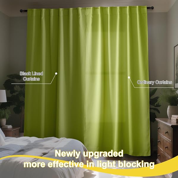 NICETOWN FOREST GREEN 100% BLACKOUT WINDOW CURTAIN PANELS, COLD AND FULL LIGHT BLOCKING DRAPES WITH BLACK LINER FOR NURSERY, 84 INCHES LONG DROP THERMAL INSULATED DRAPERIES (52 INCHES WIDE, 2 PIECES)