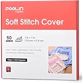 Poolin Embroidery Stitch Cover Stabilizer White 7" x 7" (50PCS) | Soft Fusible Backing for Covering Scratchy Stitches, Skin-Friendly Embroidery Backing for Clothing
