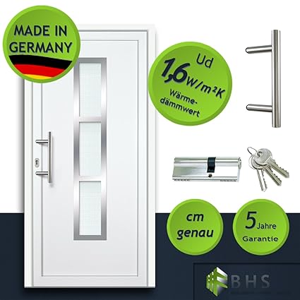 individuelle Haustür (nach Maß, glatt, NEU, PVC, weiß, alles inklusive)