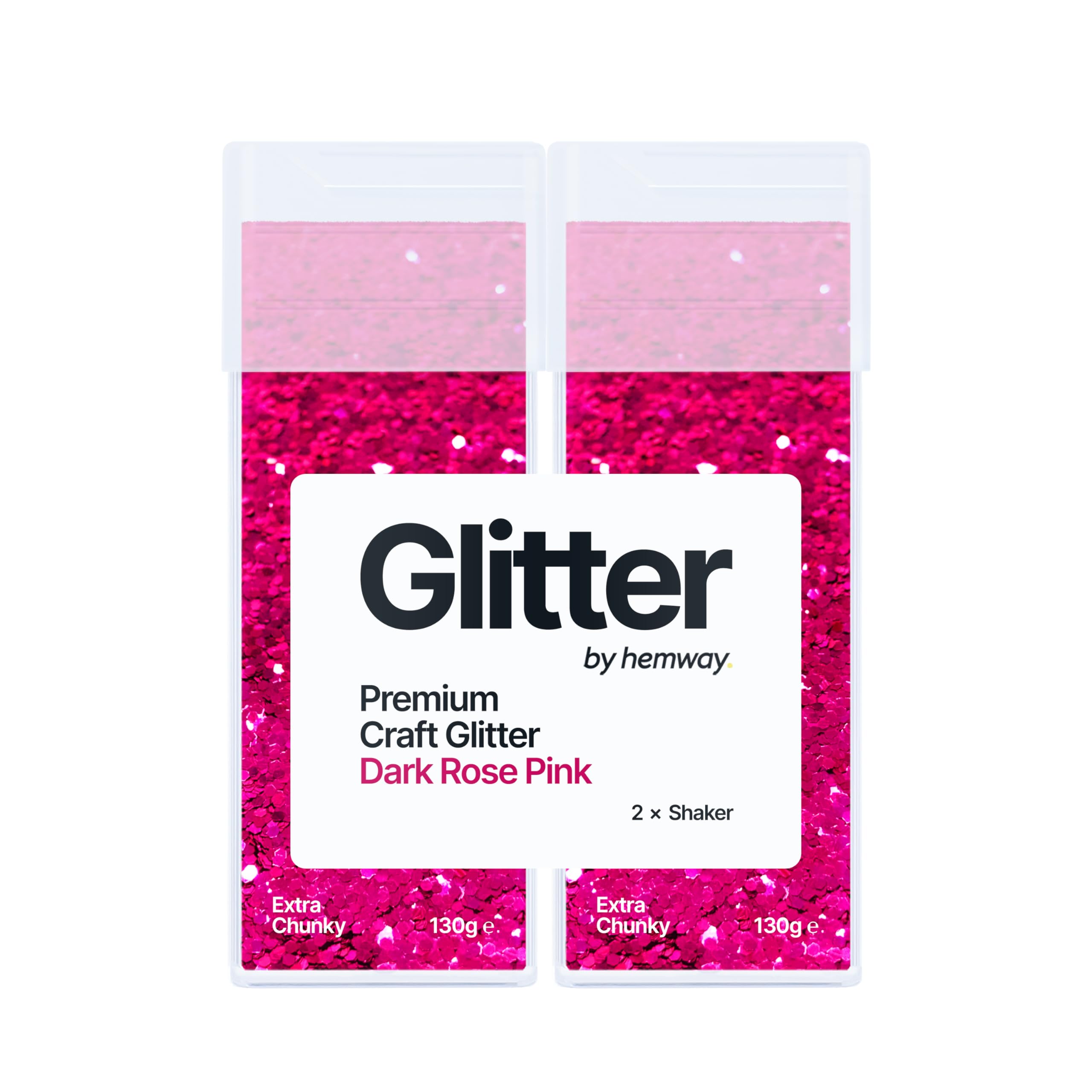 Hemway Glitter Shaker Dark Rose Pink 130g x2 Pack Extra Chunky, Craft Glitter Shakers for Resin & Epoxy Crafts, Christmas Art Supplies, Nail, Body, Face, Eye, Festival, Crafting, Slime, Sparkle