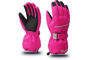 ThxToms Kids Warm Gloves Winter Waterproof Snow Gloves for Ourdoor Sports Snowboard, Toddler Bulky Ski Gloves for Boys Girls 3-14 Years Old