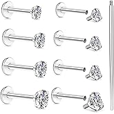 Melshabt 14K Gold Filled Internal Thread Nose Rings Studs for Women Men Surgical Steel CZ Stud Piercing Jewelry for Nose/Labret/Lip/Tragus/Helix/Conch/Medusa - Helix Tragus Cartilage Earring 16G 18G