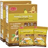 Pocas Instant Honey Ginger Tea, Lemon Flavor 2-Pack, 20 Packets/Box | 40 Instant Tea Sachets Made with Real Ginger, Honey &amp; Pure Cane Sugar | Perfect for Home, Office, Travel | Enjoy Hot or Cold