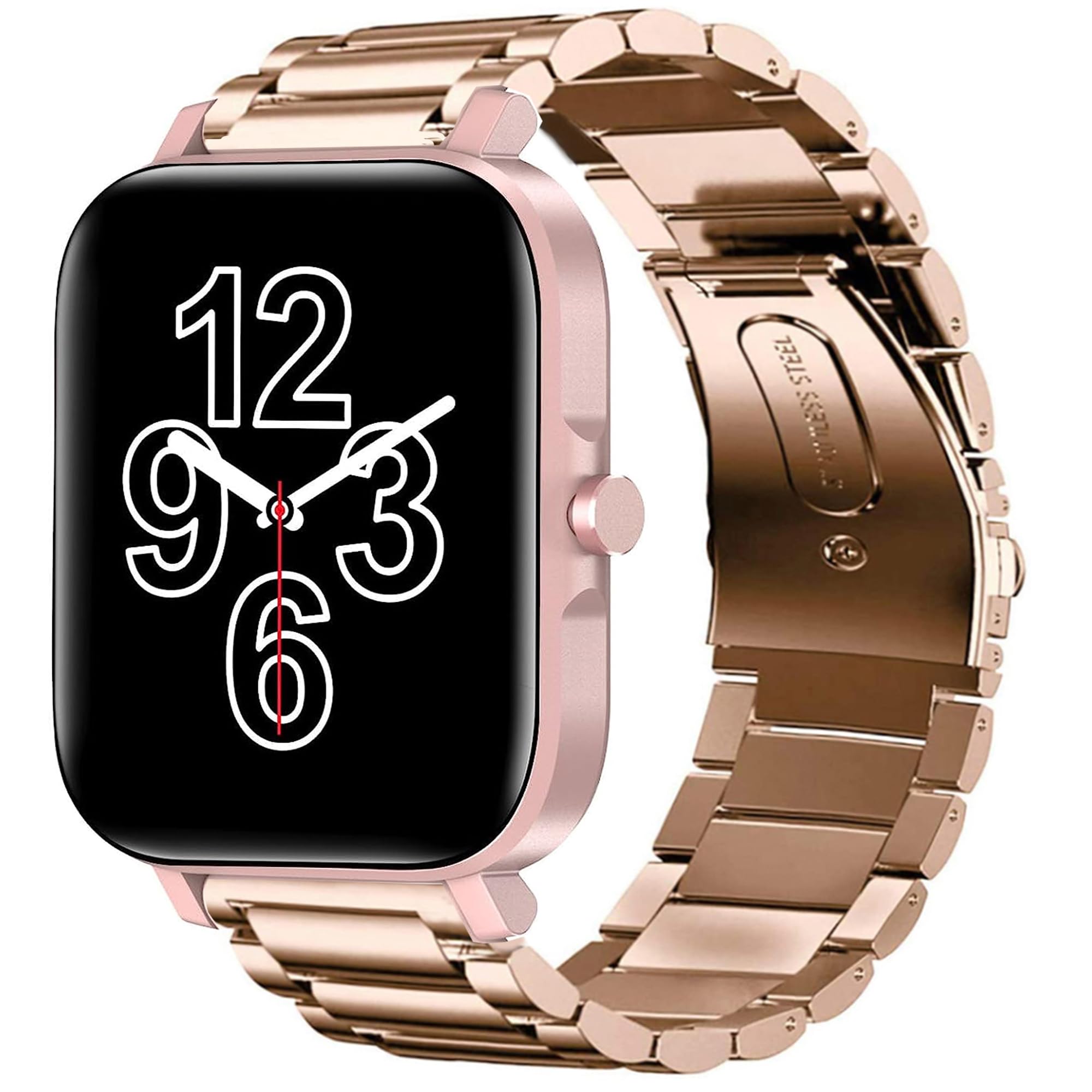 Compatible for ANCwear Smart Watch ANC-107, 1.83" Display Fitness Watch Band, Quick Release Stainless Steel Metal Replacement Straps Compatible with ANCwear 107 Smart Watch 1.83 inch (Rose Gold)