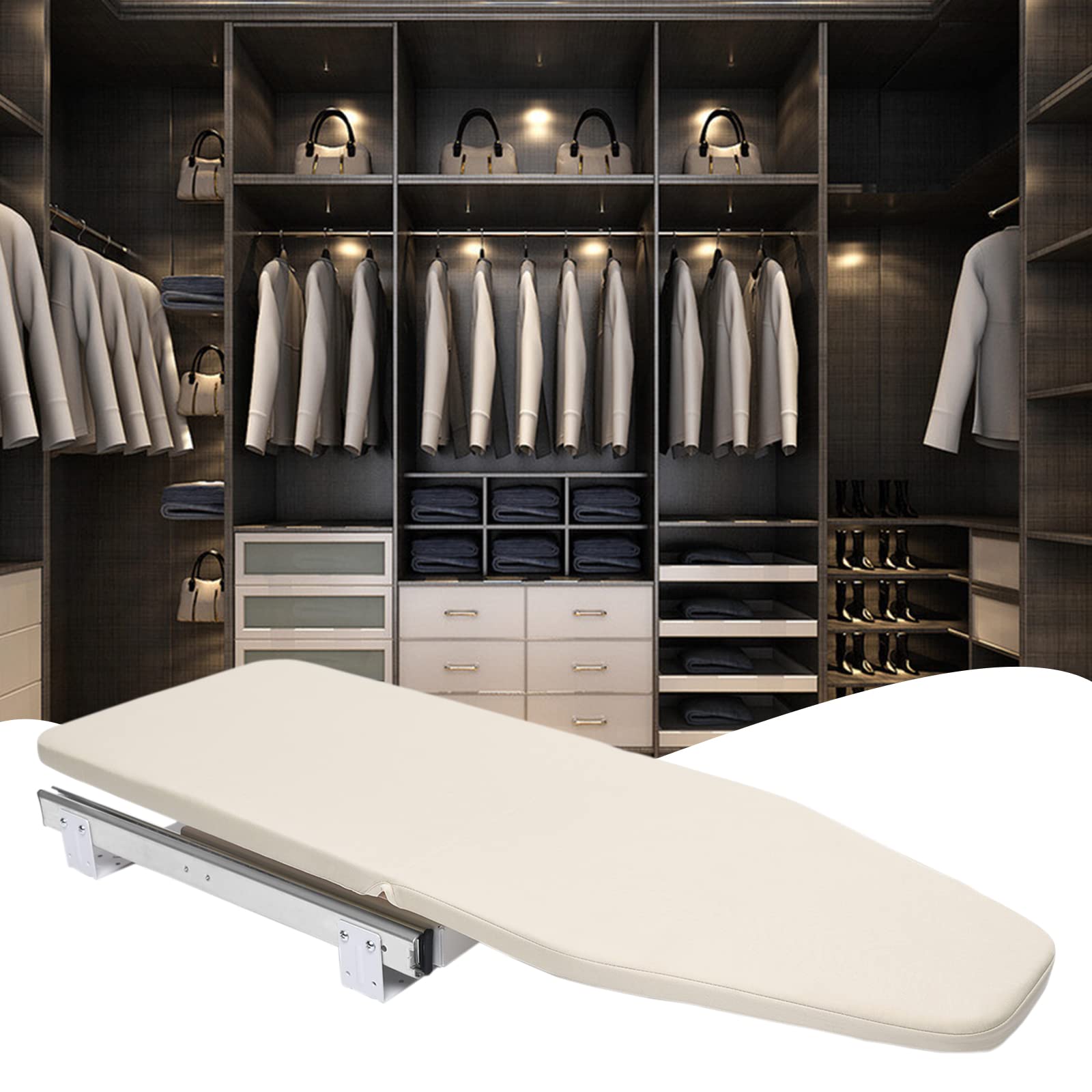 Retractable Ironing Board, Pull-Out Stow Away Ironing Board Cabinet, 180° Swivel Foldable Ironing Station 32