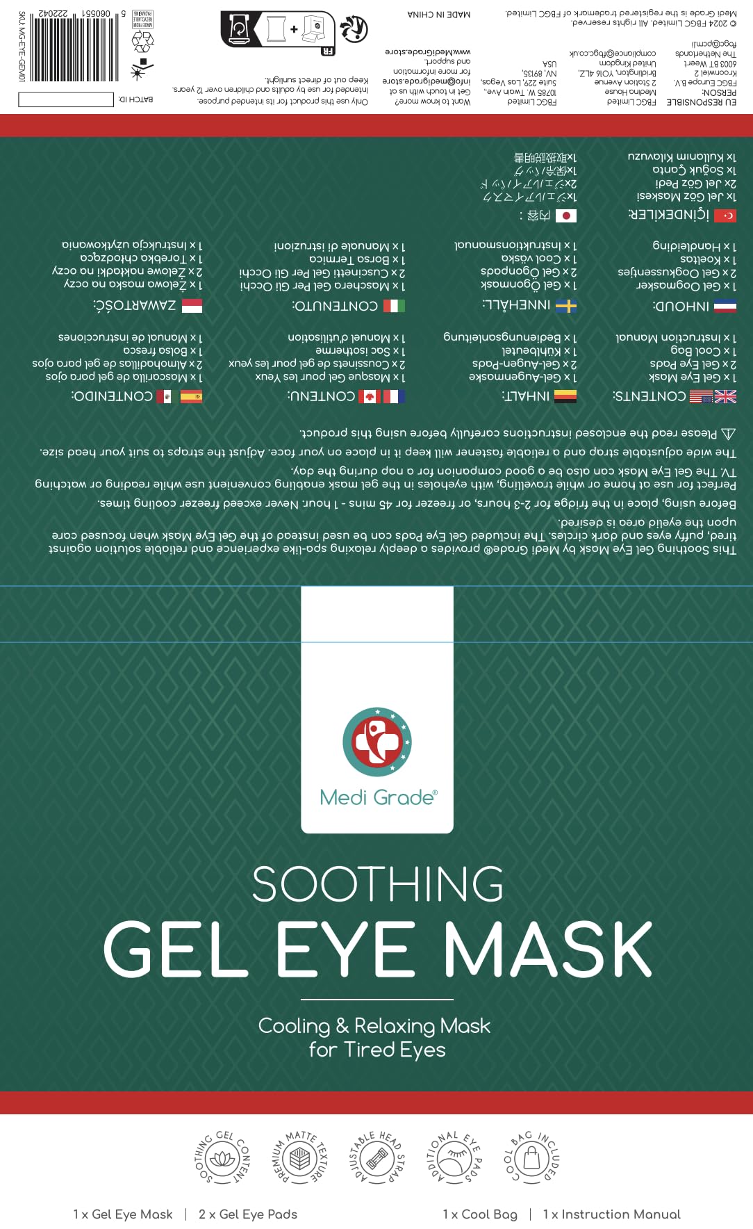 Medi Grade Cooling Eye Mask for Puffy Eyes, Allergies, Sinuses - Reusable Gel Eye Mask and Cooling Pads with Thermo-Bag for Dark Circles, Hangovers and Migraine Relief - Cold Eyemask