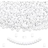 KAKW White Pony Beads for Bracelet 1000 Pcs Plastic Beads for Friendship Bracelets 6x9mm Large Hole Beads for Hair Braiding Small Beads Necklace Earrings Jewelry Making