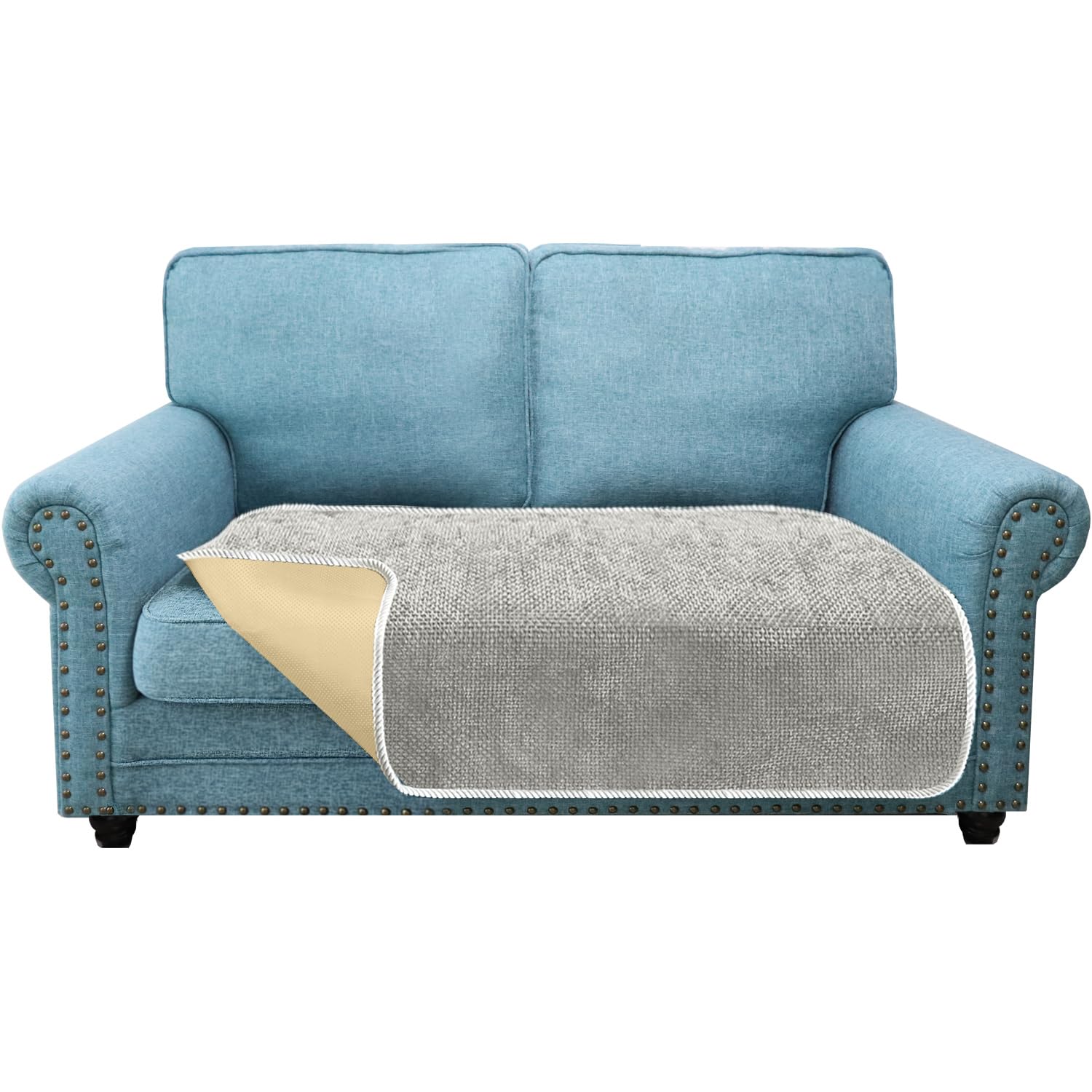 Granbest Non-Slip Sofa Seat Covers 2 Seater Thick Sofa Cover Sofa Protectors from Pets Universal for All Seasons (2 Seater, Light Grey)