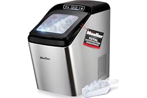Mueller Nugget Ice Maker Machine, Quietest Heavy-Duty Countertop Ice Machine, 30 lbs of Ice per Day, Compact Portable Ice Cub
