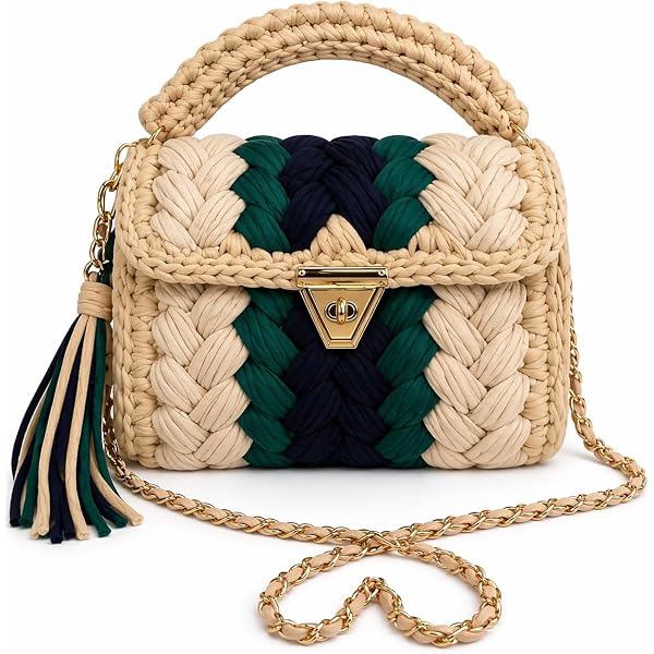 Maral Hand Knit Chunky Yarn Shoulder Bag For Women, Finger Crochet