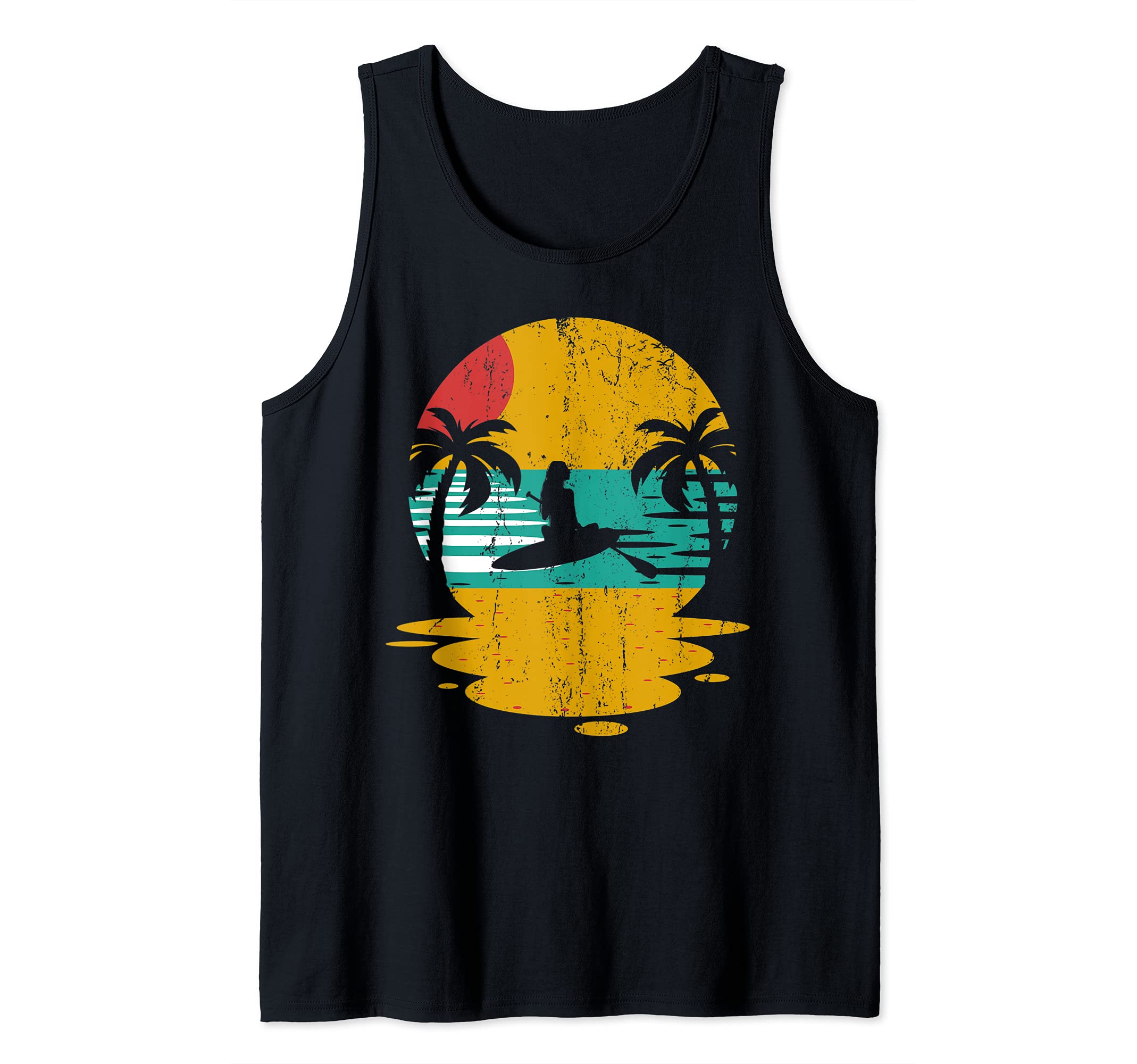 Stand Up Paddling Tropical Beach Sunset Paddleboarder SUP Tank Top