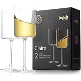 JoyJolt Claire 11.4oz White Wine Glass Set of 2, Elegant Crystal Stemware Stemmed Wine Glasses Made in Europe, Unique and Modern Glasses with Stem