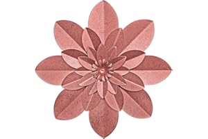 PICFARCE Rose Gold Metal Flower Wall Art Decor, 9.5“ Rustic Modern Floral Sculpture, Distressed Iron Wall Hanging Home Decoration Accent Artworks for Indoor Kitchen Bedroom Living Room Office Outdoor Garden