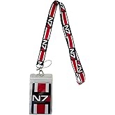 Mass Effects N7 Black and Red Lanyard with ID Holder Keychain