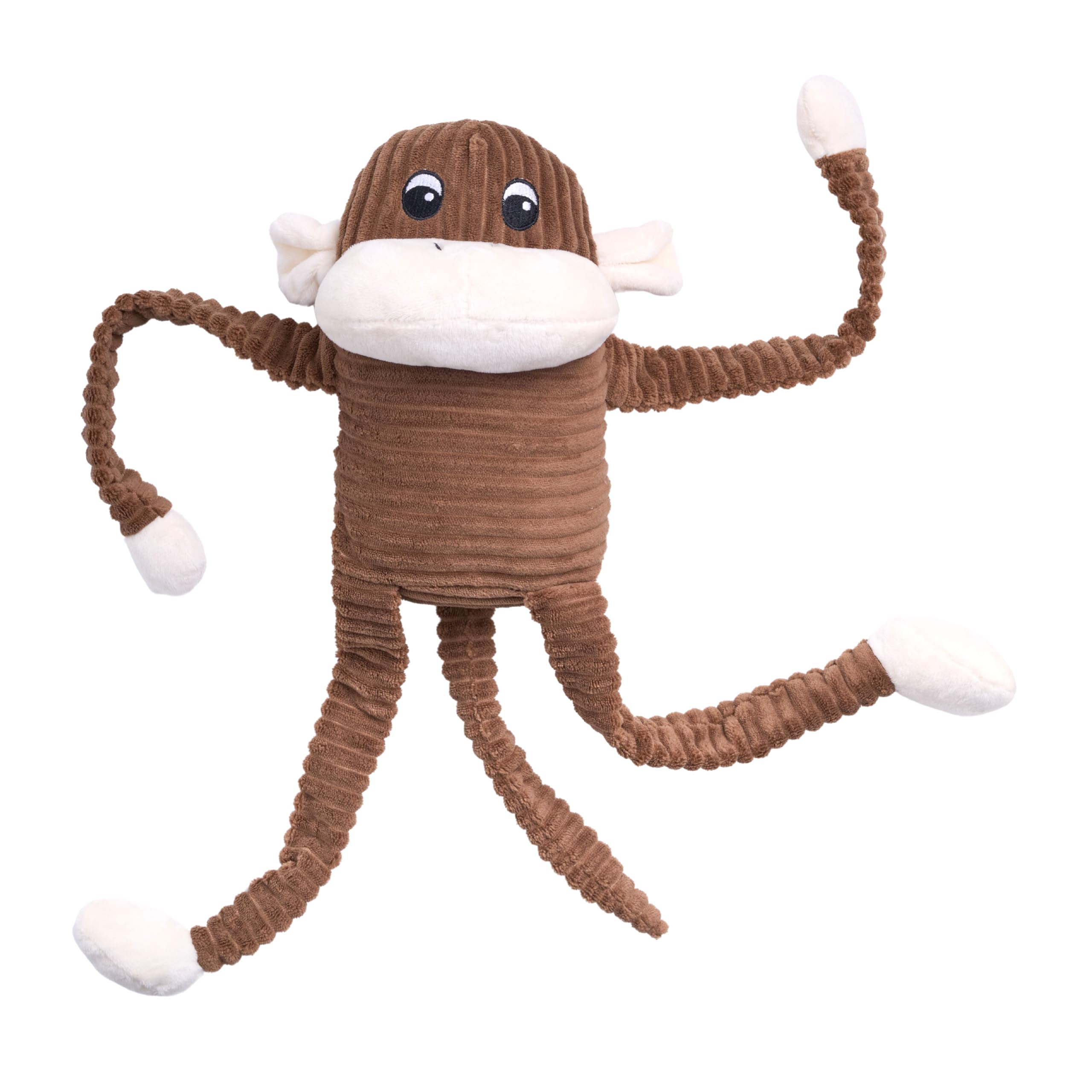 ZippyPaws - Spencer The Crinkle Monkey Dog Toy, Squeaker and Crinkle Plush Toy - Brown, X-Large