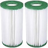 Coleman 90357E-BW Type III A/C Replacement Washable Pool Filter Cartridges for 1000 and 1500 GPH Filter Pumps, Green and White (2 Pack)