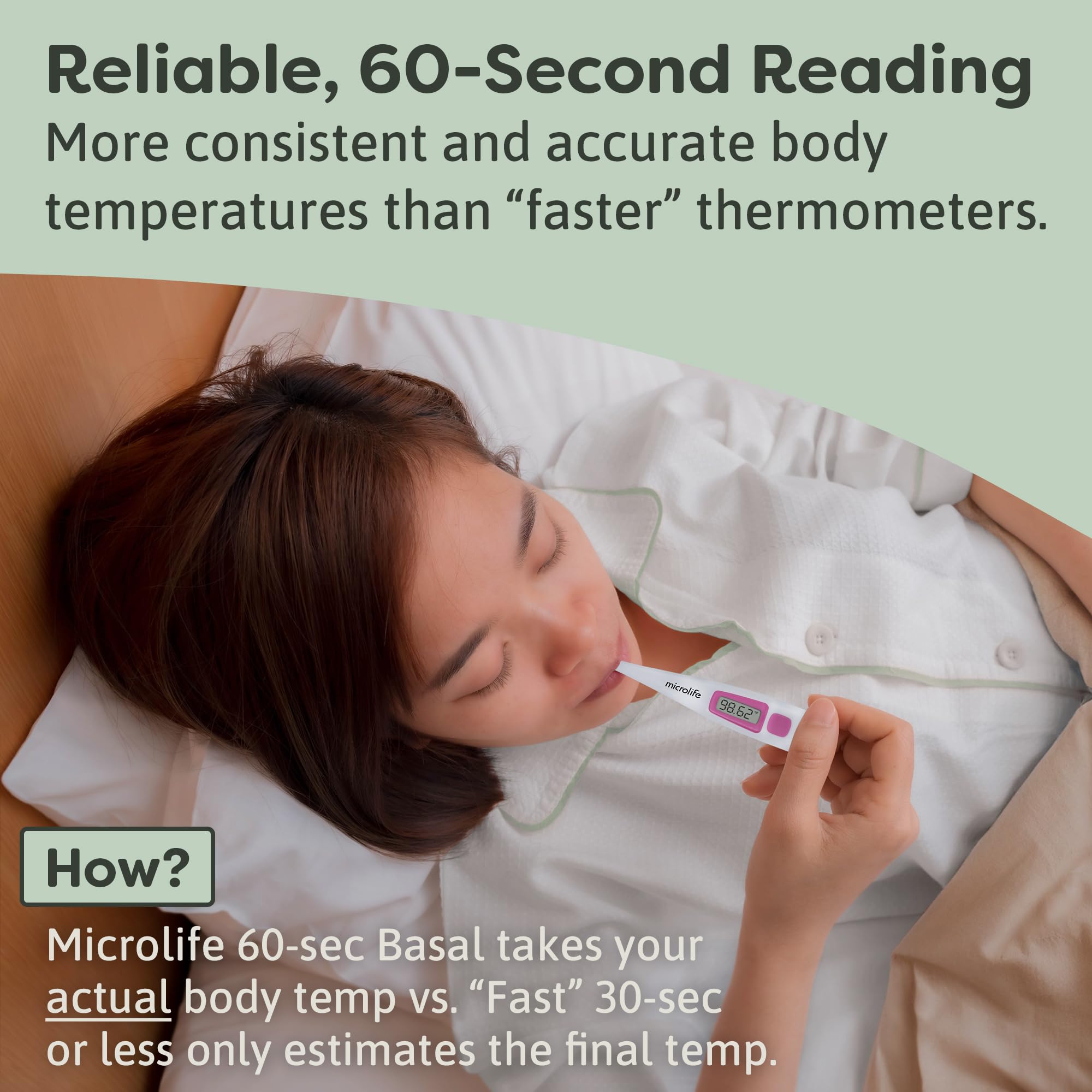 Microlife Digital Basal Thermometer 1/100th Accurate, Fertility Prediction and Ovulation Tracking, Oral or Vaginal BBT, (60-Second Reading),