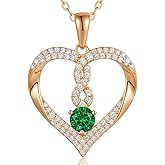 LOUISA SECRET Infinity Heart Birthstone Necklaces for Women, 925 Sterling Silver Forever Love Pendant Jewelry for Her, Ideal Gift for Wife, Girlfriend, Mom on Birthday, Anniversary, Mother's Day Gift