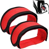 LEONTOOL 1 Pair Bike Pedal Strap | Adjustable Bicycle Feet Strap - Anti-Slip Double Adhesive Toe Clips Straps Tape Heavy Duty Nylon Bicycle Footrest Strips for Fixed Gear, MTB, Exercise Bikes - Red
